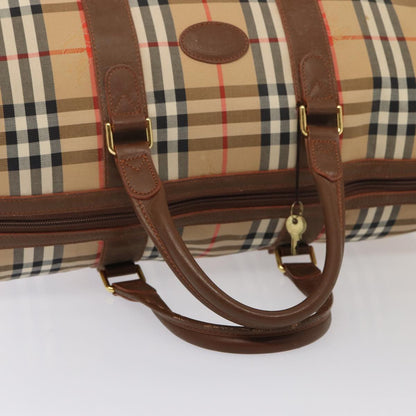 BURBERRYSs Nova Check Boston Bag Canvas Beige Auth am6446