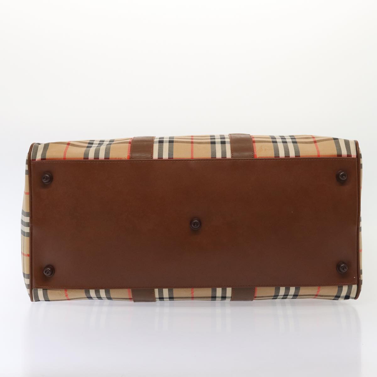 BURBERRYSs Nova Check Boston Bag Canvas Beige Auth am6446