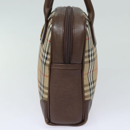 BURBERRYSs Nova Check Hand Bag Canvas Beige Auth am6463