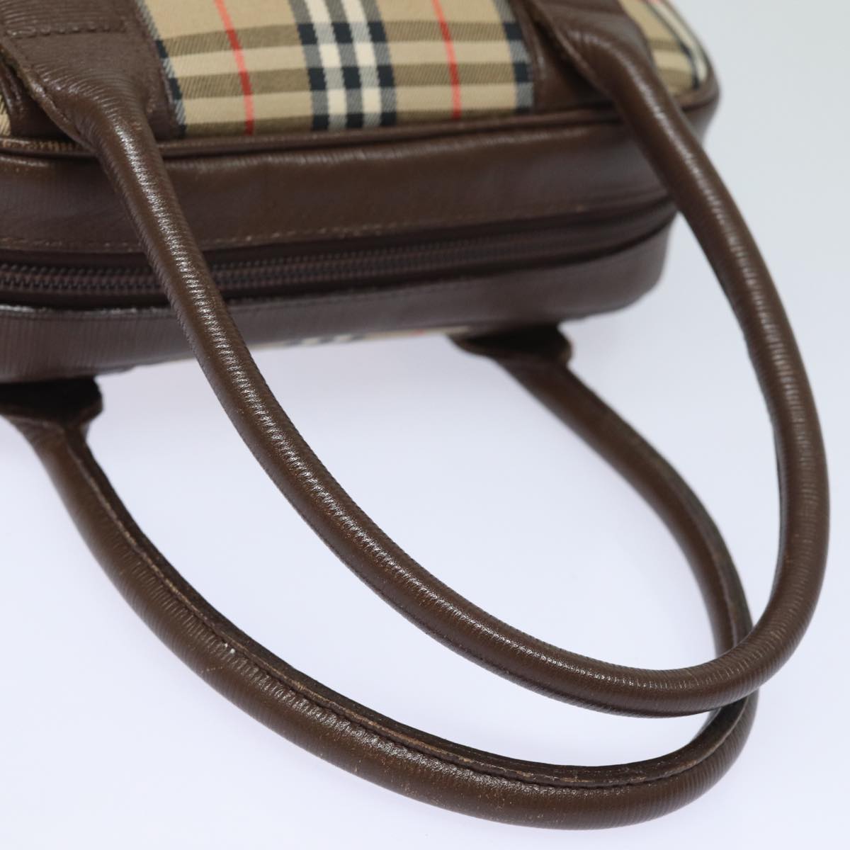 BURBERRYSs Nova Check Hand Bag Canvas Beige Auth am6463