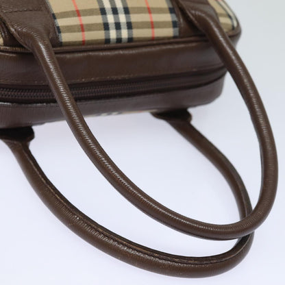 BURBERRYSs Nova Check Hand Bag Canvas Beige Auth am6463