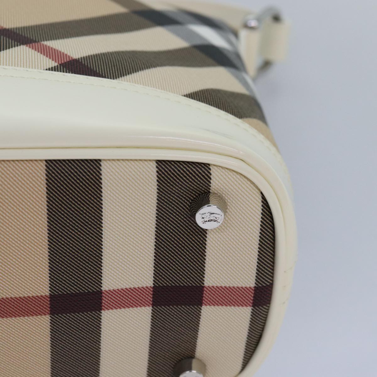 BURBERRY Nova Check Shoulder Bag PVC Leather Beige Auth am6477A