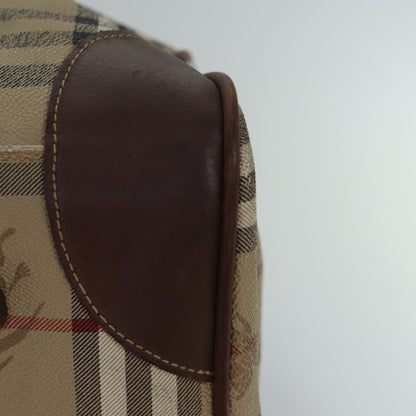 BURBERRYSs Nova Check Boston Bag PVC Leather Beige Brown Auth am6514