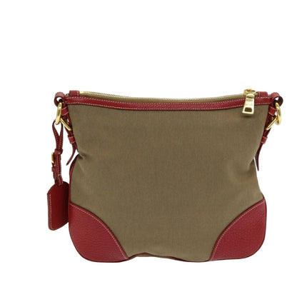 PRADA Shoulder Bag Canvas Beige Auth am6552