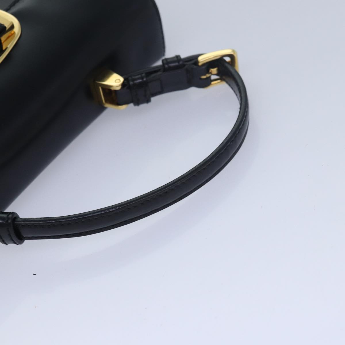 PRADA Ribbon Hand Bag Patent leather Black Auth am6589A