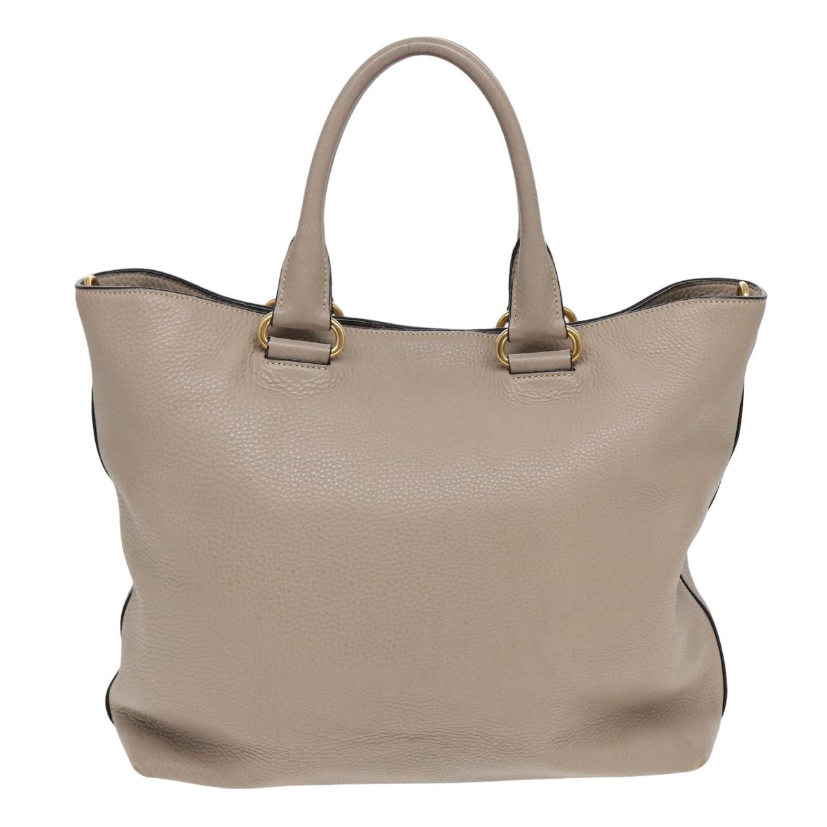 PRADA Tote Bag Leather 2way Beige Auth am6596