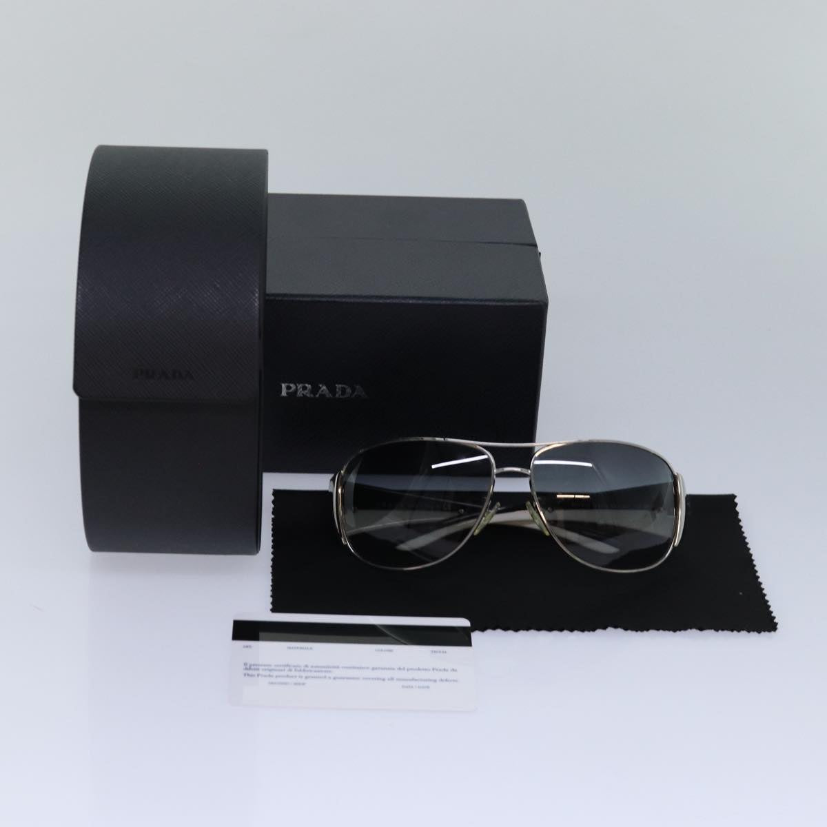 PRADA Sunglasses Black White Auth am6642