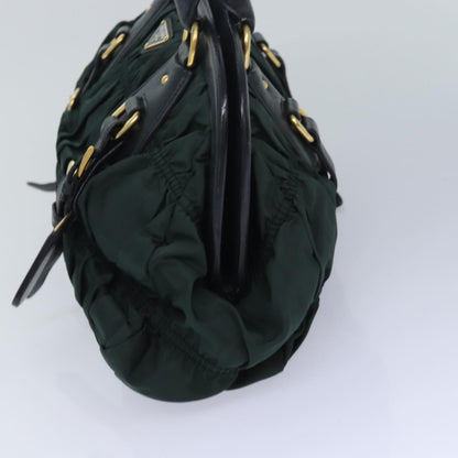 PRADA Hand Bag Nylon Green Auth am6655