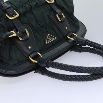 PRADA Hand Bag Nylon Green Auth am6655