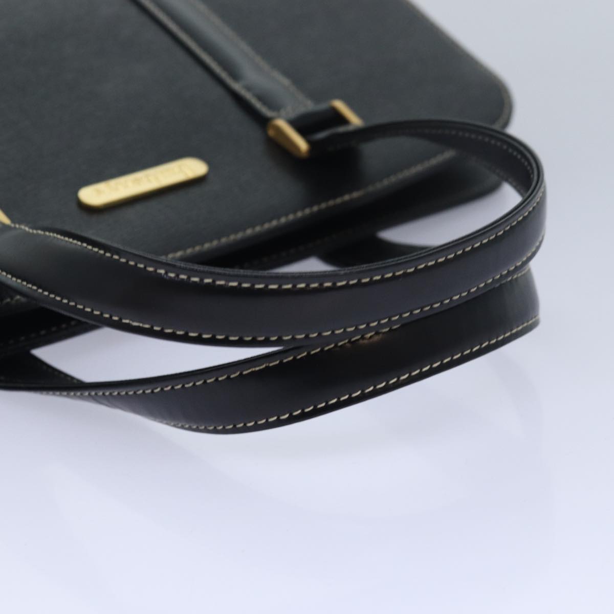 BURBERRYSs Hand Bag Leather Black Auth am6686