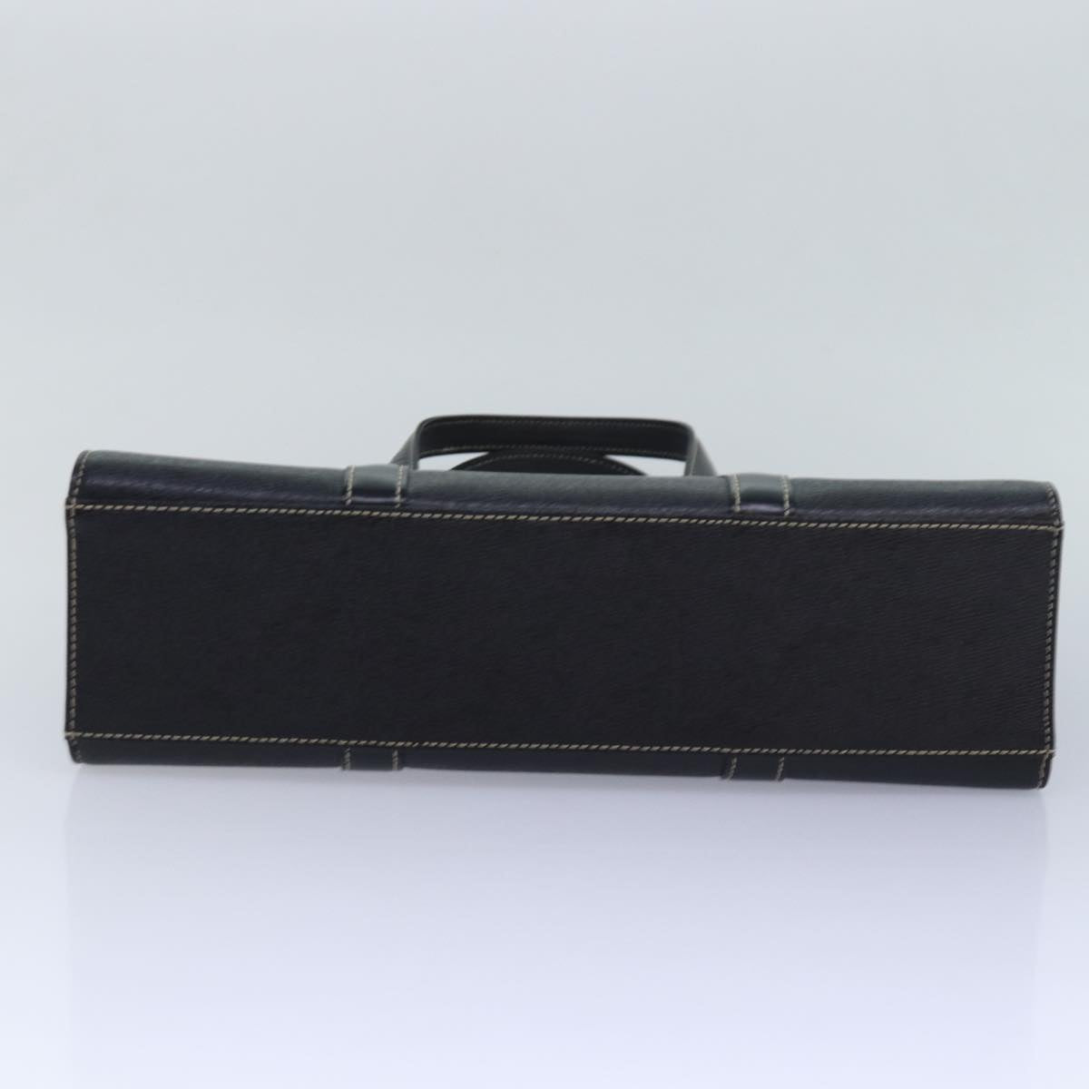 BURBERRYSs Hand Bag Leather Black Auth am6686