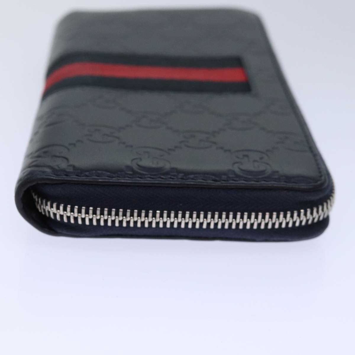 GUCCI GG Canvas Sherry Line ssima Long Wallet Navy Red 408831 Auth am6761