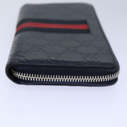 GUCCI GG Canvas Sherry Line ssima Long Wallet Navy Red 408831 Auth am6761