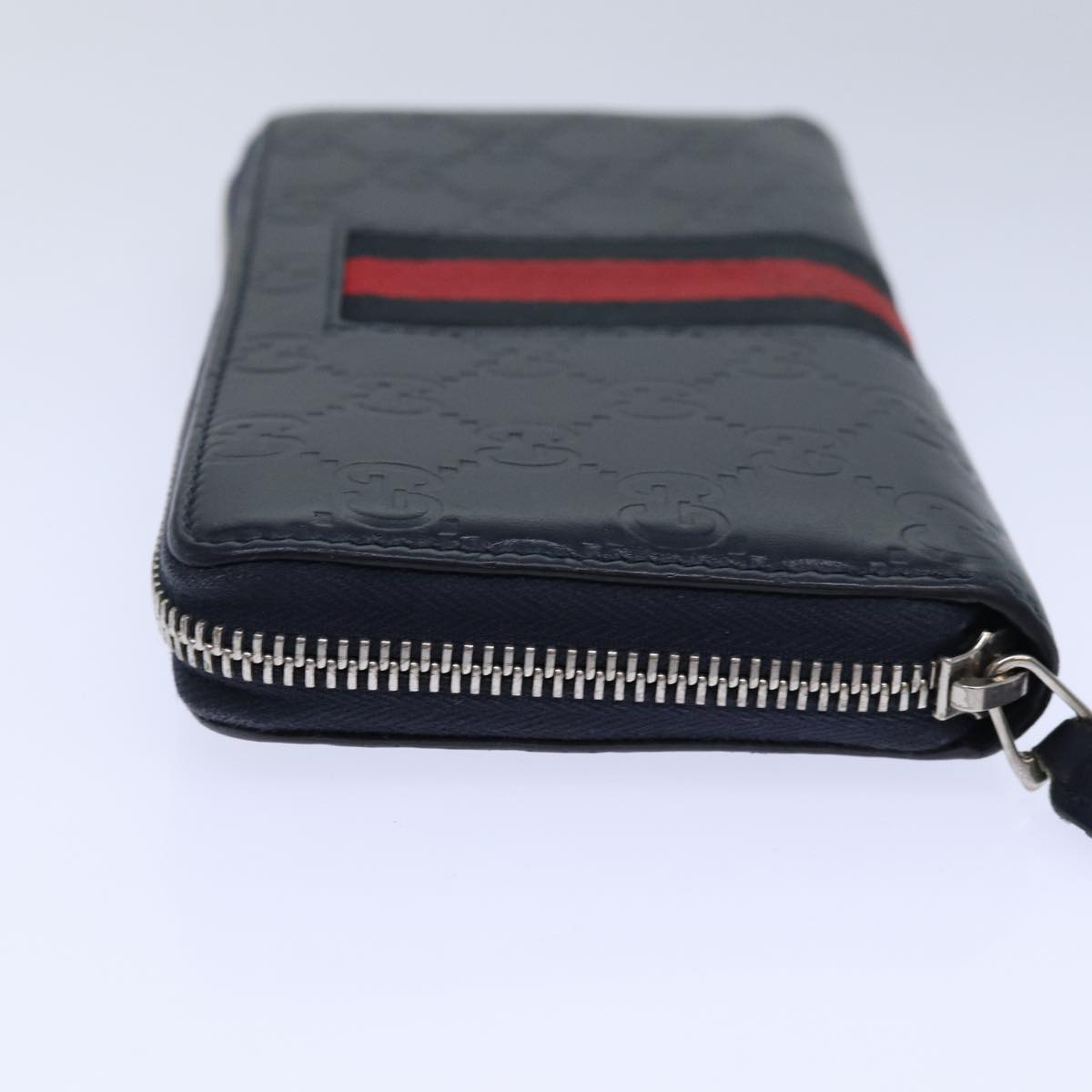 GUCCI GG Canvas Sherry Line ssima Long Wallet Navy Red 408831 Auth am6761