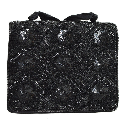 CHANEL 1994-1996 Sequins CC Cross Body Shoulder Bag Black AK35552h
