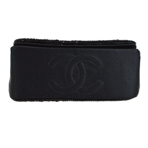 CHANEL 1994-1996 Sequins CC Cross Body Shoulder Bag Black AK35552h