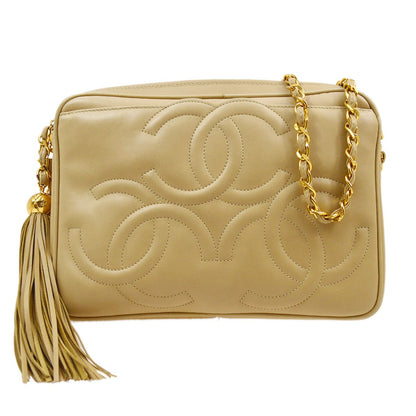 CHANEL 1994-1996 Triple CC Camera Bag Small Beige Lambskin 01999