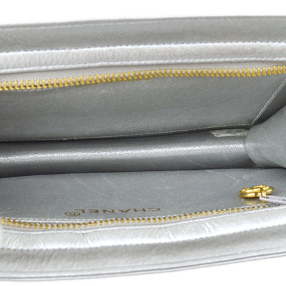 CHANEL 1996-1997 Clutch Hand Bag Silver ao26611