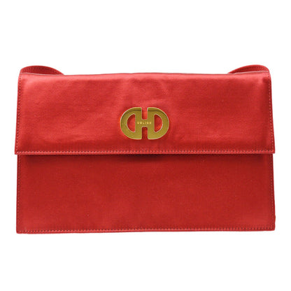 Celine F/02 Flap Shoulder Bag Red Satin ao28924