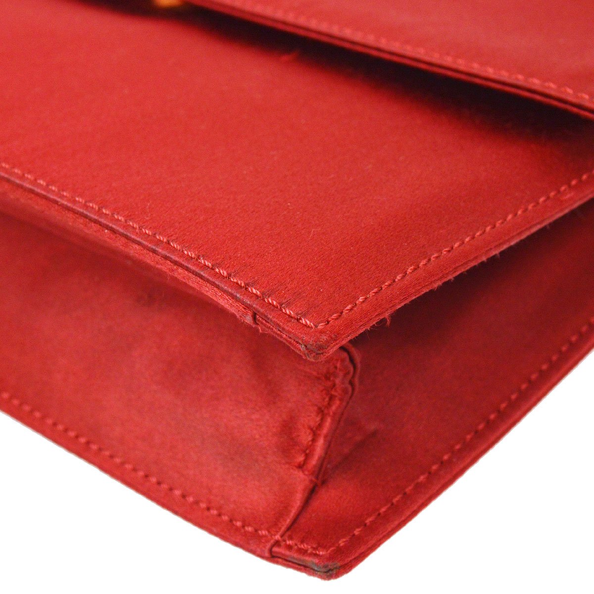 Celine F/02 Flap Shoulder Bag Red Satin ao28924