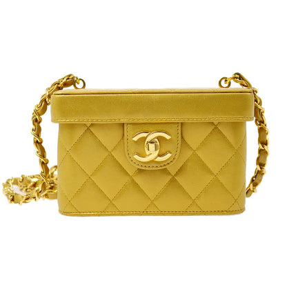 CHANEL 1991-1994 Gold Lambskin Vanity Shoulder Bag ao28945