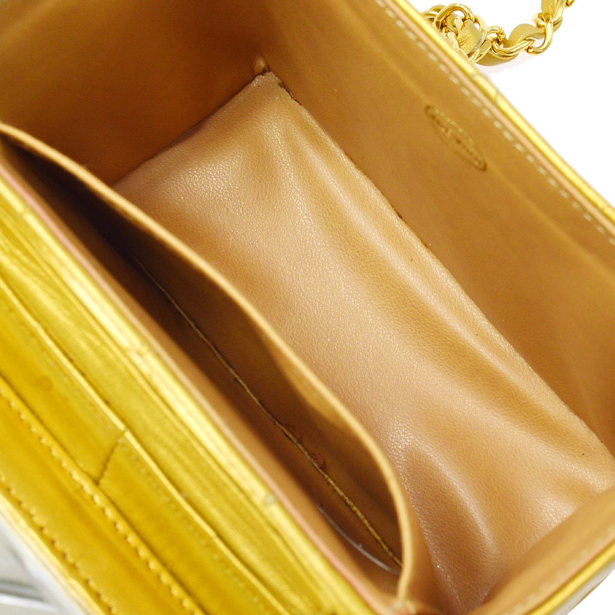 CHANEL 1991-1994 Gold Lambskin Vanity Shoulder Bag ao28945