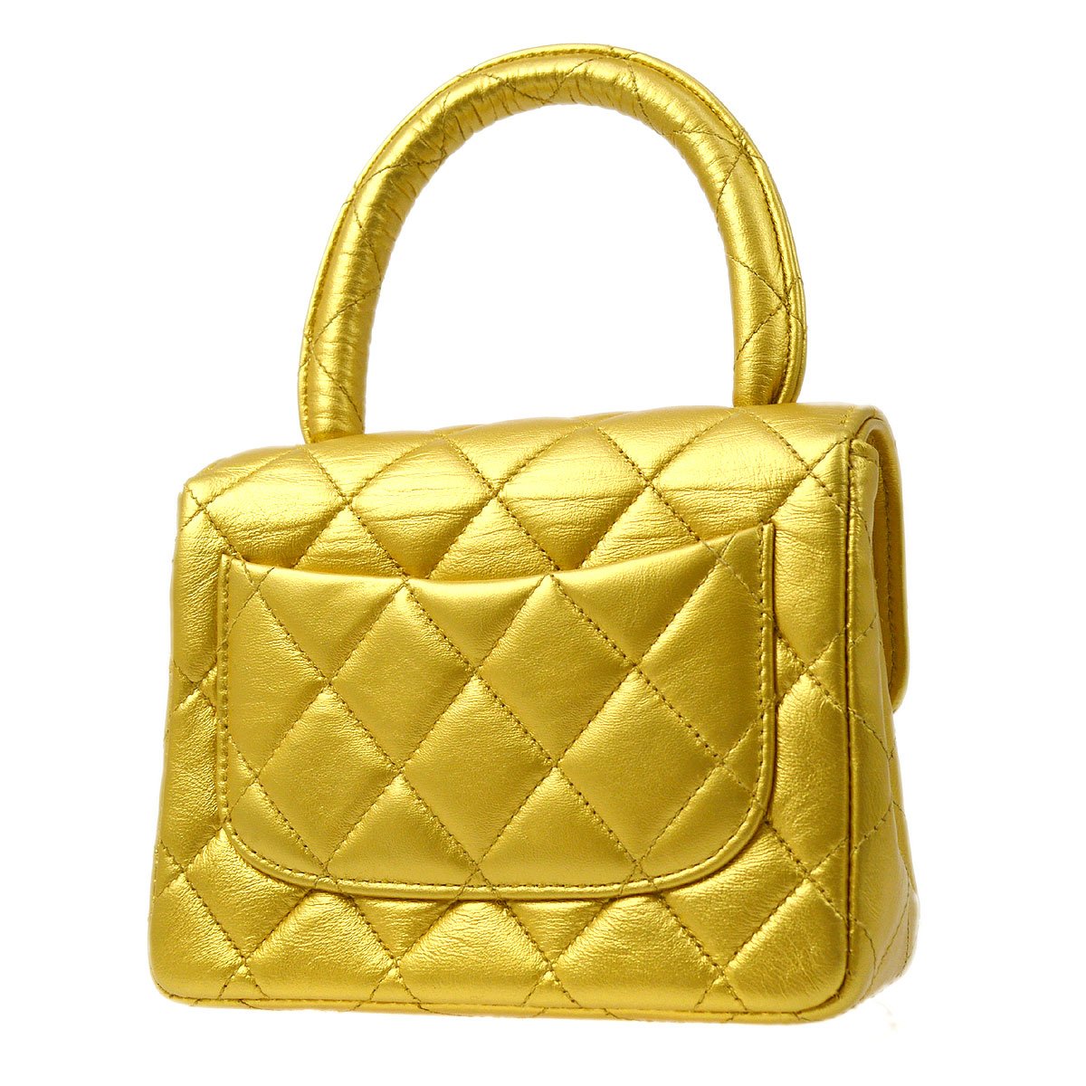 CHANEL Classic Flap Handbag Micro Gold Lambskin ao29040