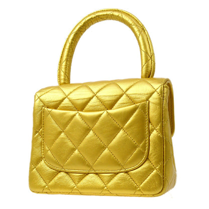 CHANEL Classic Flap Handbag Micro Gold Lambskin ao29040