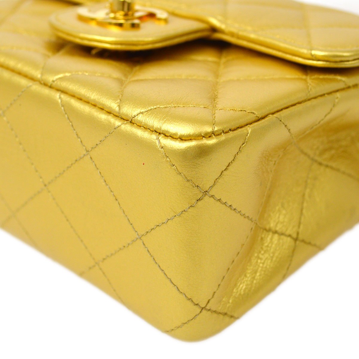 CHANEL Classic Flap Handbag Micro Gold Lambskin ao29040