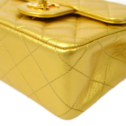 CHANEL Classic Flap Handbag Micro Gold Lambskin ao29040