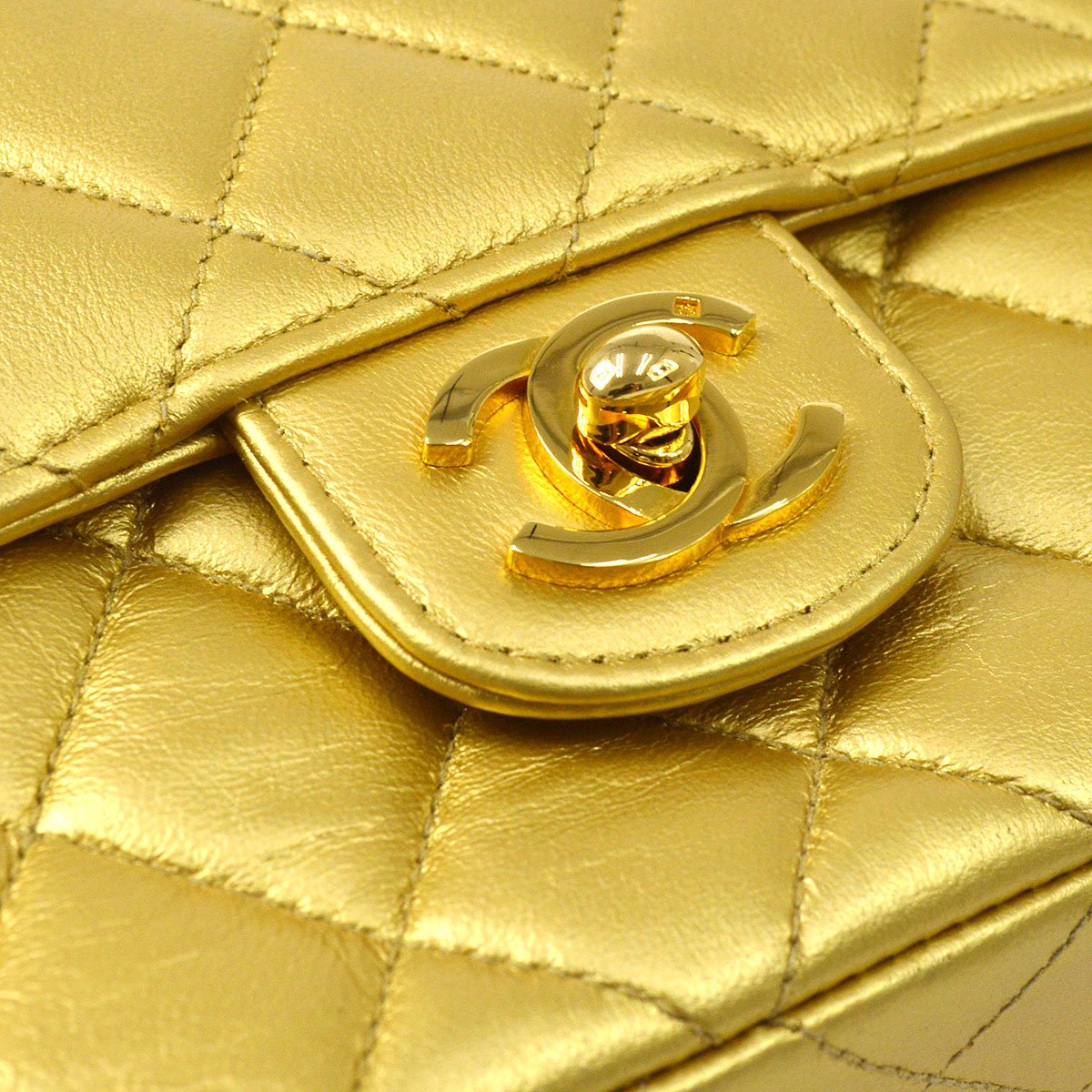 CHANEL Classic Flap Handbag Micro Gold Lambskin ao29040