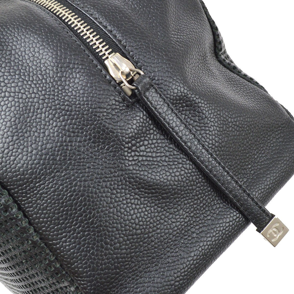 CHANEL 2004-2005 Black Caviar Perforated Handbag ao30862