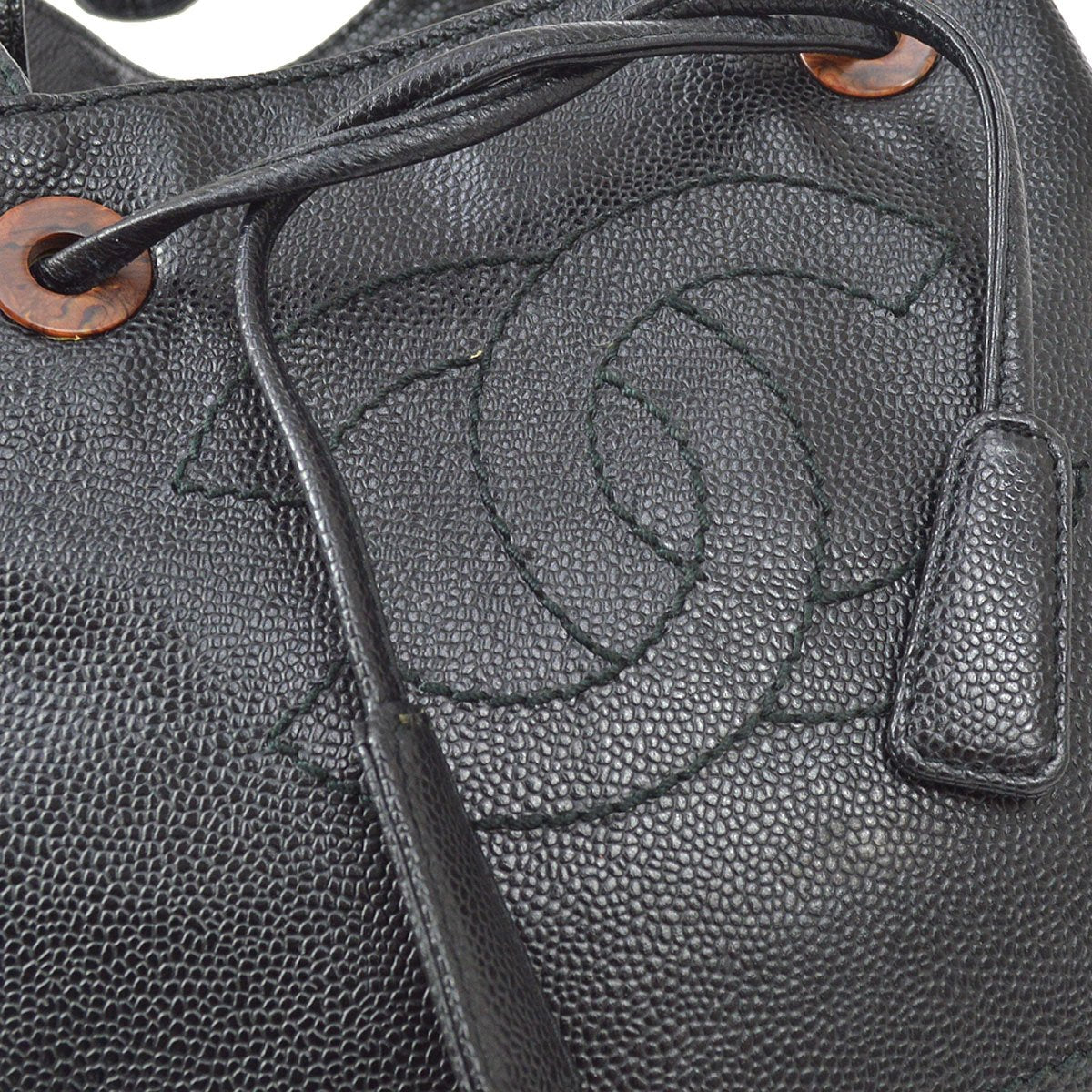 CHANEL 2001-2003 CC Handbag Black Caviar ao31527