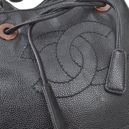 CHANEL 2001-2003 CC Handbag Black Caviar ao31527