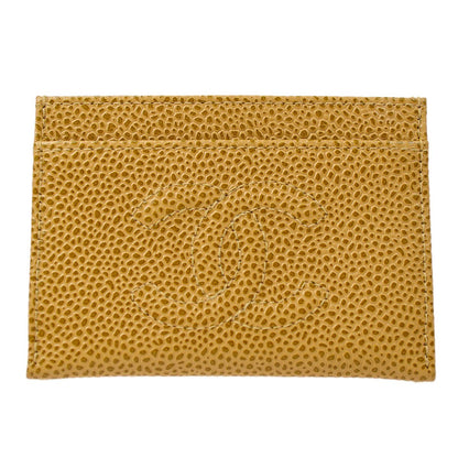 CHANEL 2000-2001 Timeless Card Case Beige Caviar ao32115