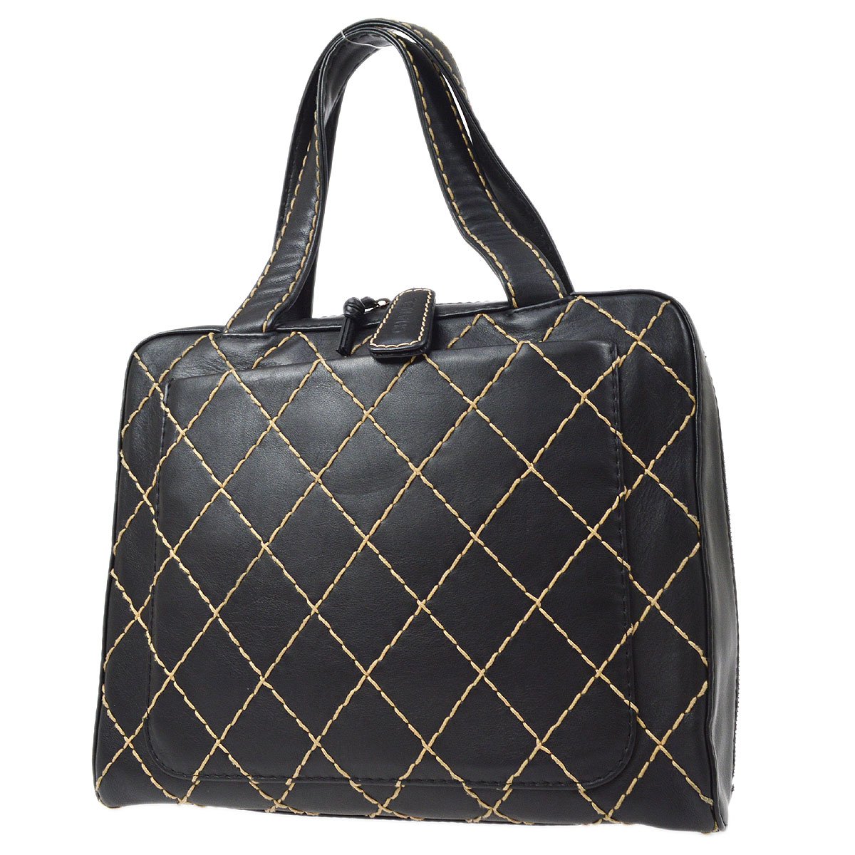 CHANEL 2000-2001 Black Calfskin Wild Stitch Handbag 33992