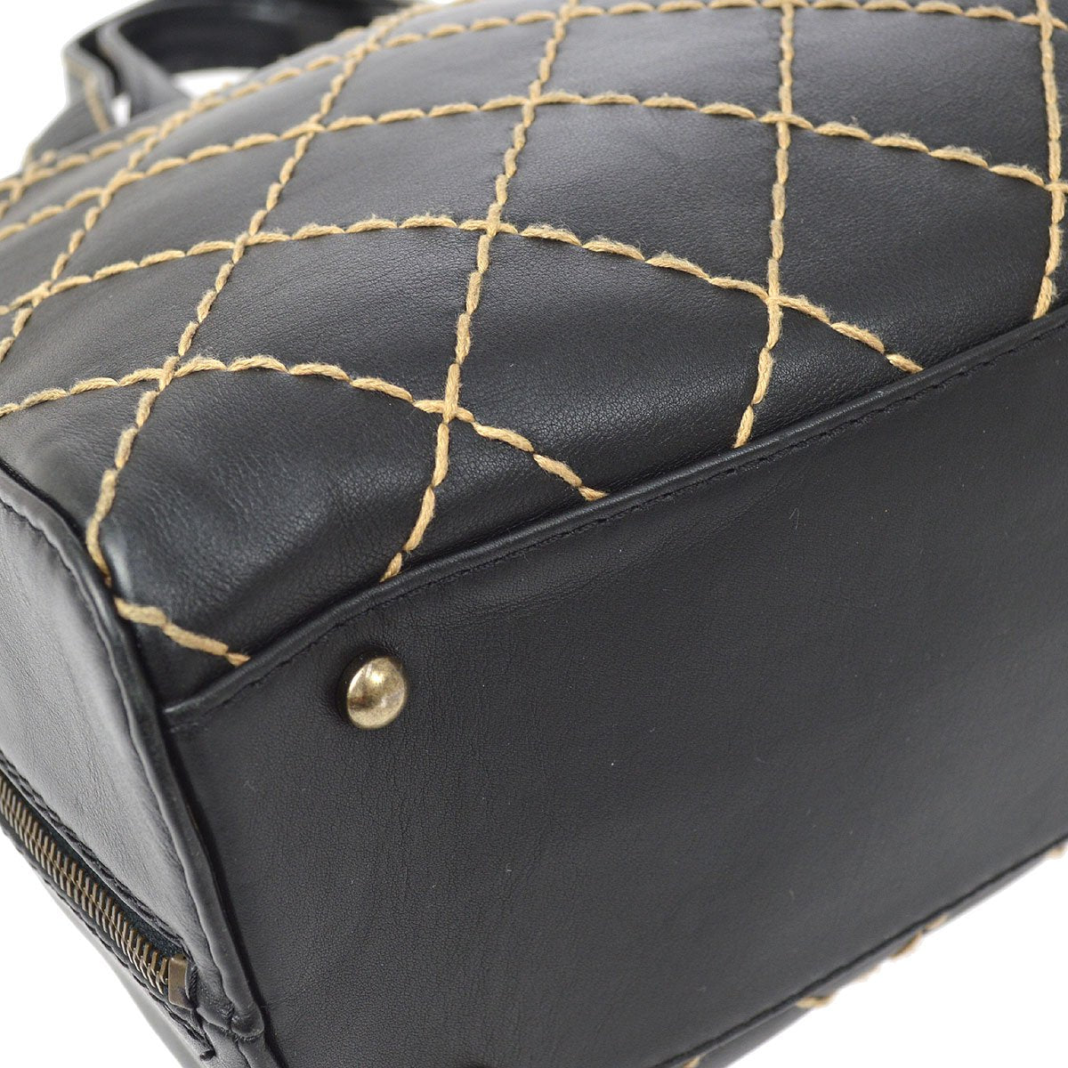 CHANEL 2000-2001 Black Calfskin Wild Stitch Handbag 33992