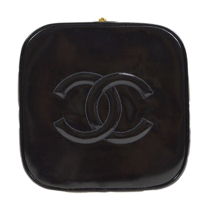 CHANEL 1995 Vanity Handbag Black Patent Leather ao34395