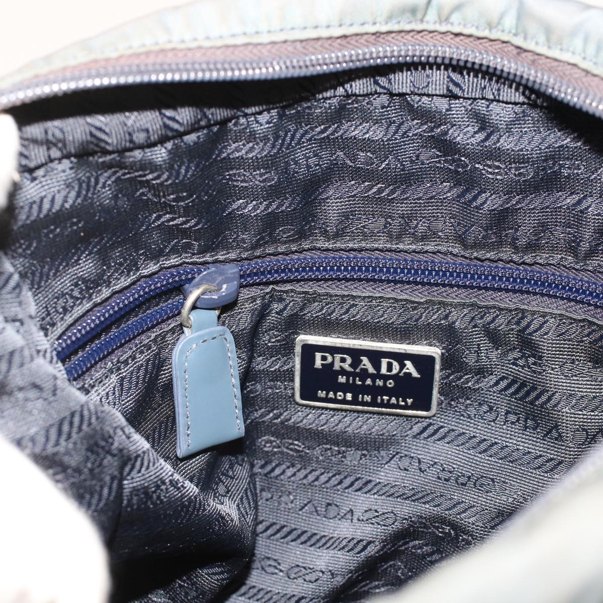 Prada Shoulder Bag Nylon Blue Gray  ar10003