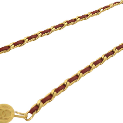 Chanel COCO Mark Chain Belt Red CC Auth arB