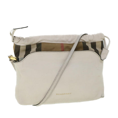 Burberry Nova Check Shoulder Bag Leather Beige Auth ar10452