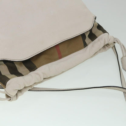 Burberry Nova Check Shoulder Bag Leather Beige Auth ar10452