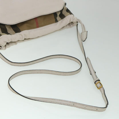 Burberry Nova Check Shoulder Bag Leather Beige Auth ar10452