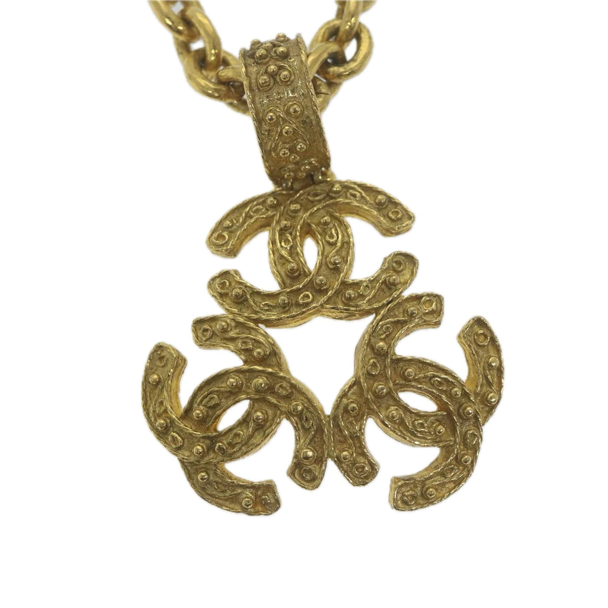 Chanel COCO Mark Chain Necklace Gold CC Auth ar