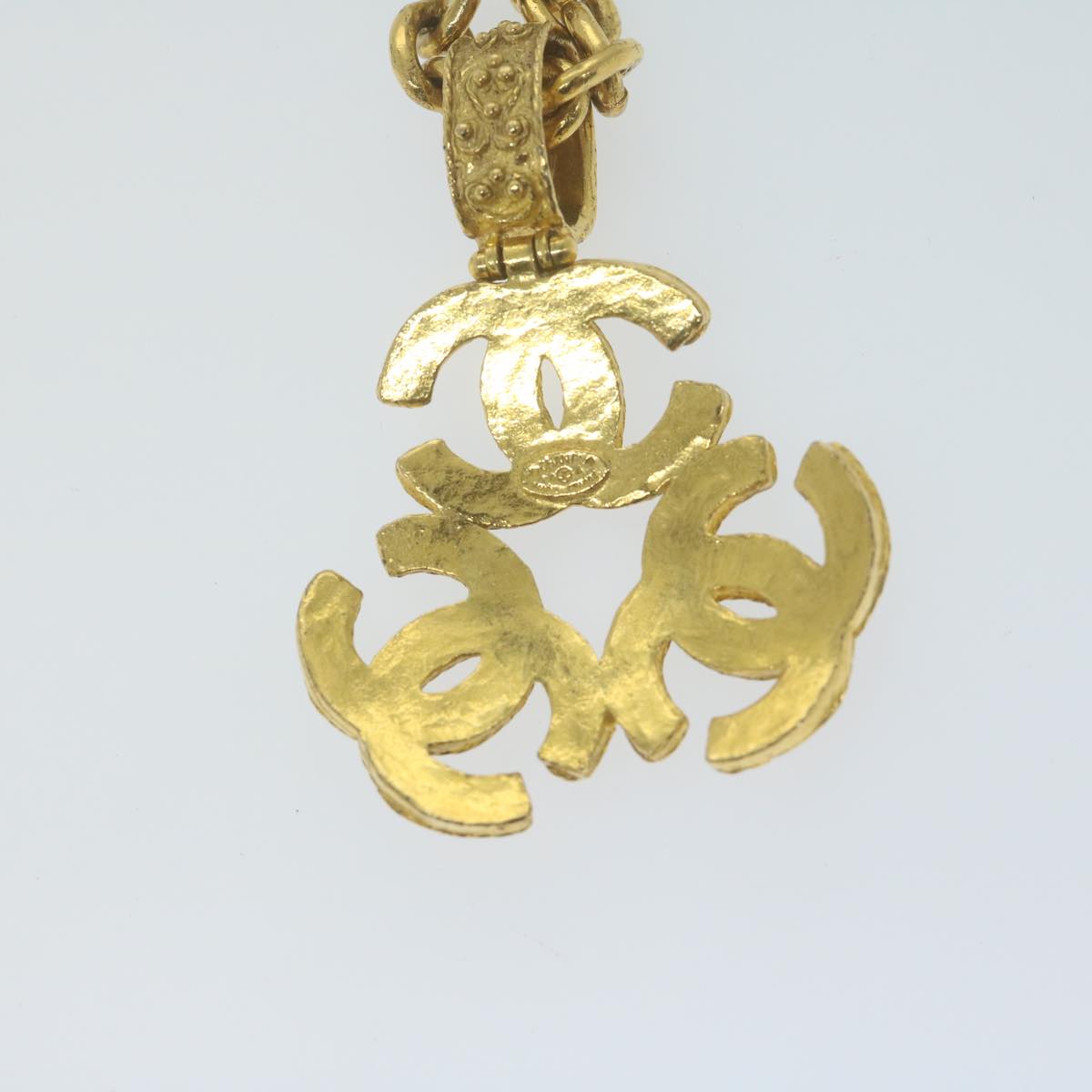 Chanel COCO Mark Chain Necklace Gold CC Auth ar