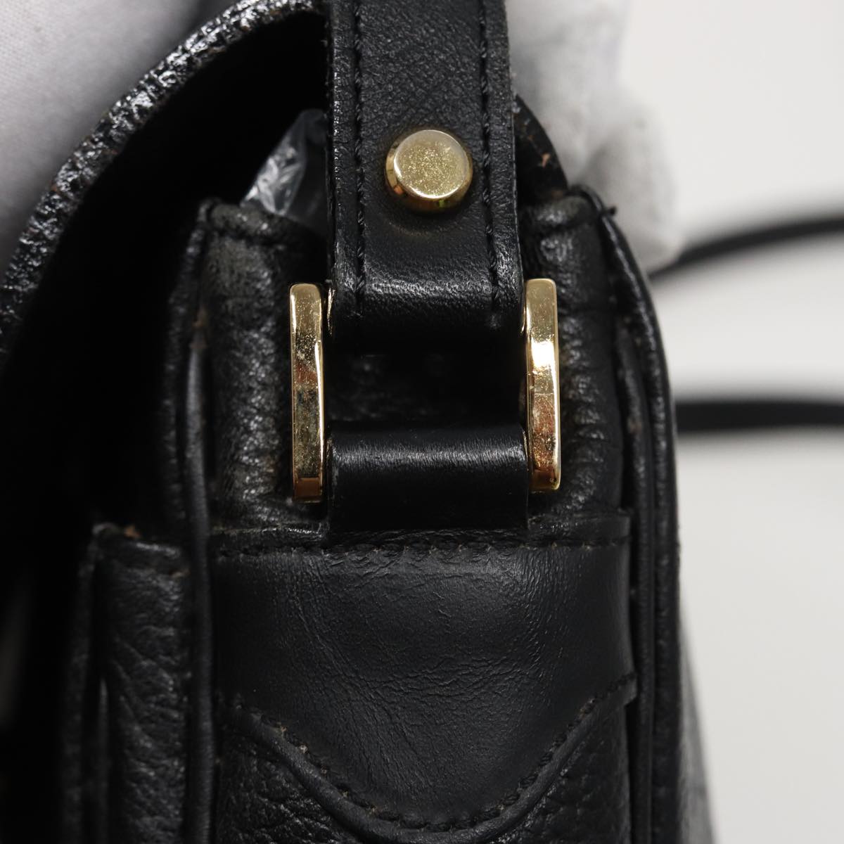 BURBERRYSs Shoulder Bag Leather Black Auth ar11985