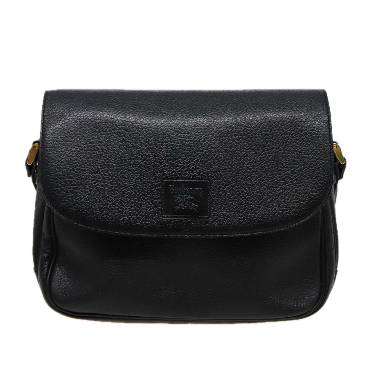 BURBERRYSs Shoulder Bag Leather Black Auth ar11985