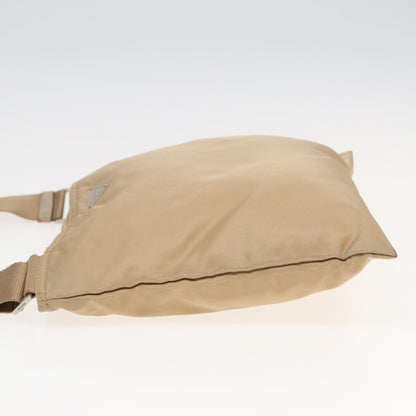 PRADA Shoulder Bag Nylon Beige Auth ar12032