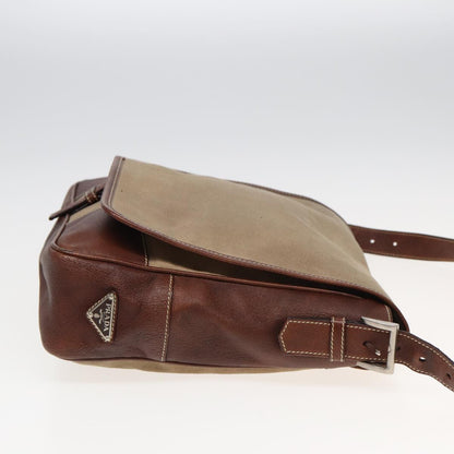 PRADA Shoulder Bag Canvas Brown Auth ar12034