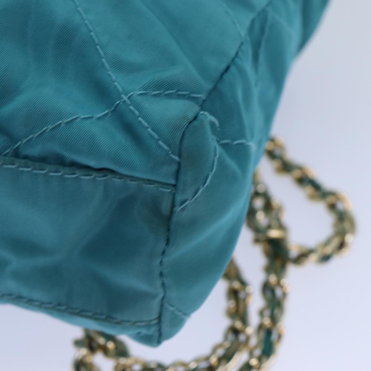 PRADA Chain Shoulder Bag Nylon Blue Auth ar12043